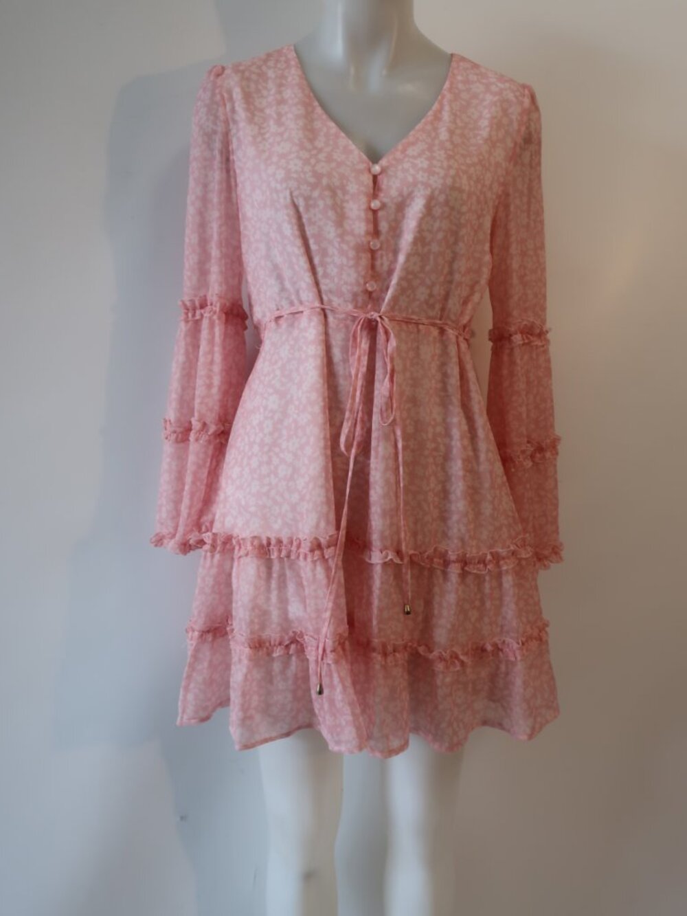 Womens Cupshe Pink Floral Print Long Sleeve Dress S - Picture 2 of 12